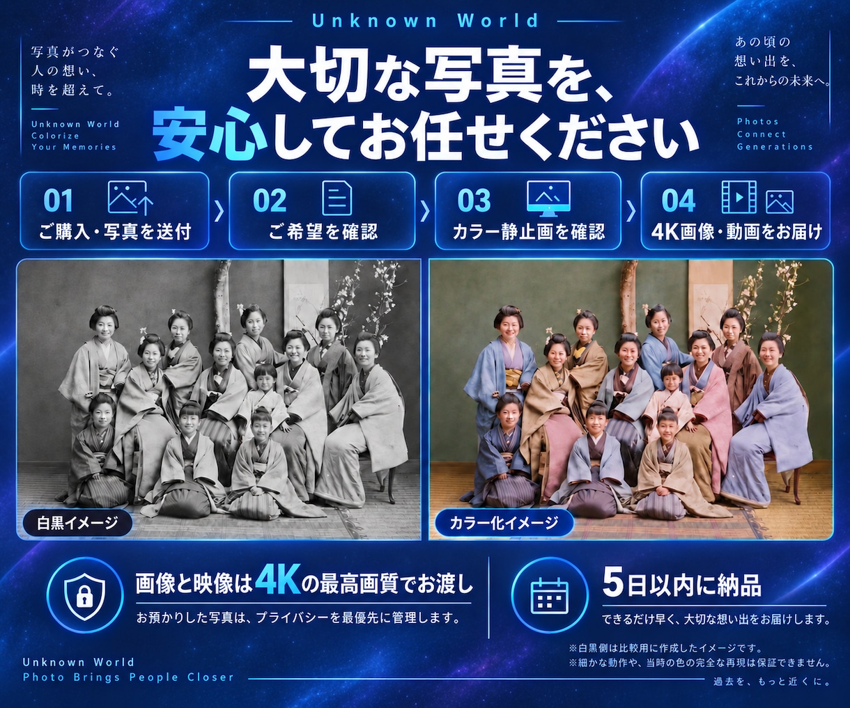 古い写真をカラー化し思い出の動画にします 登録者5万人以上の制作者が大切な一枚を映像に イメージ3
