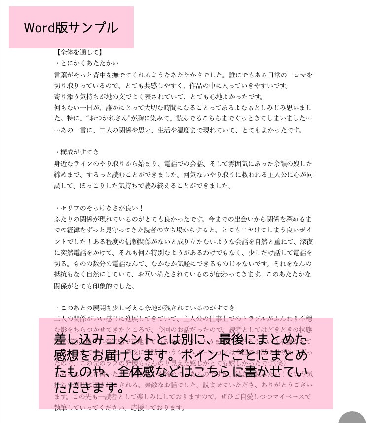 作品に寄り添う感想を届けます 心を込めた感想で、優しく、丁寧に、モチベアップのお手伝い。 イメージ6