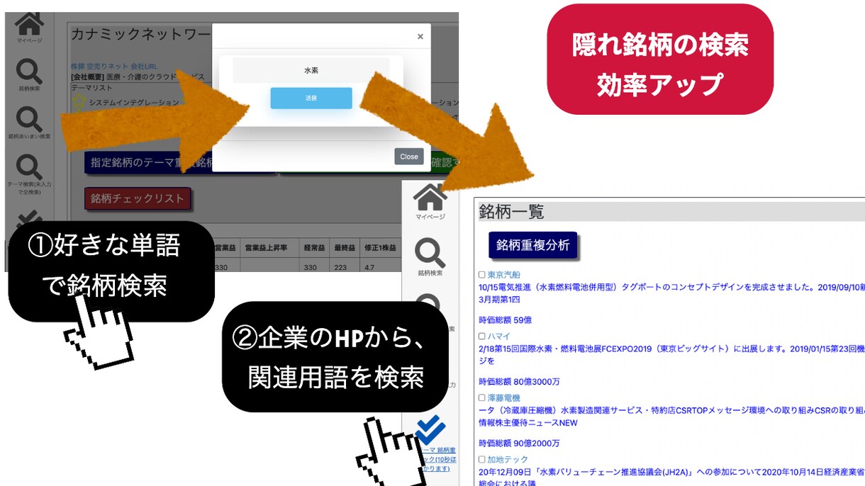 株式投資 銘柄分析サービス サブスクで提供します テーマに特化した銘柄分析財務を他社銘柄とわかりやすく比較 イメージ4
