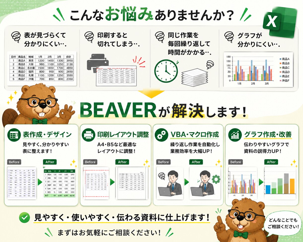 Excelの表作成・書式設定・調整を代行します 【マクロで効率化】Excelの面倒な集計・書式設定を自動化 イメージ2