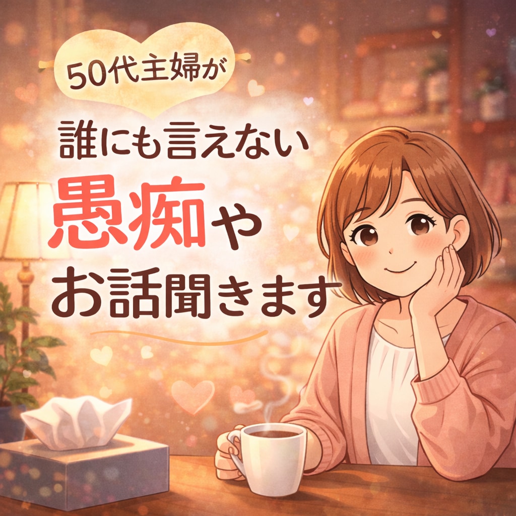 50代主婦が誰にも言えない愚痴聞きます 誰にも言えない愚痴やお話、やさしく聞きます イメージ1