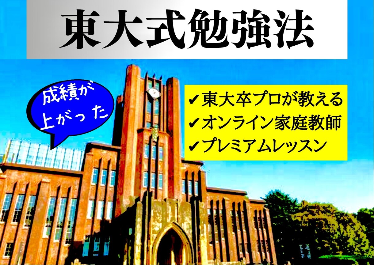 東大式勉強法をオンライン家庭教師（数学）で教えます 【中学生・高校生】東大卒プロがあなたの数学の成績を上げます イメージ1