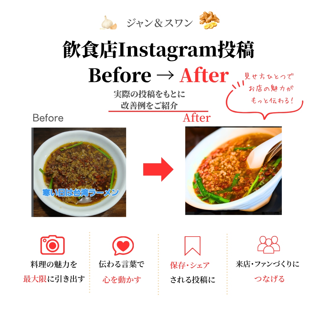 元料理長27年の飲食店Instagram投稿します 投稿画像・文章・AI動画をまとめて制作 イメージ1