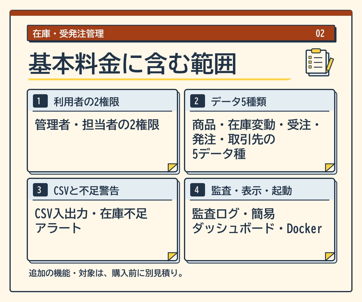 在庫・受発注管理Webシステムを開発します 2権限で商品在庫受発注を一元管理する業務システム イメージ2