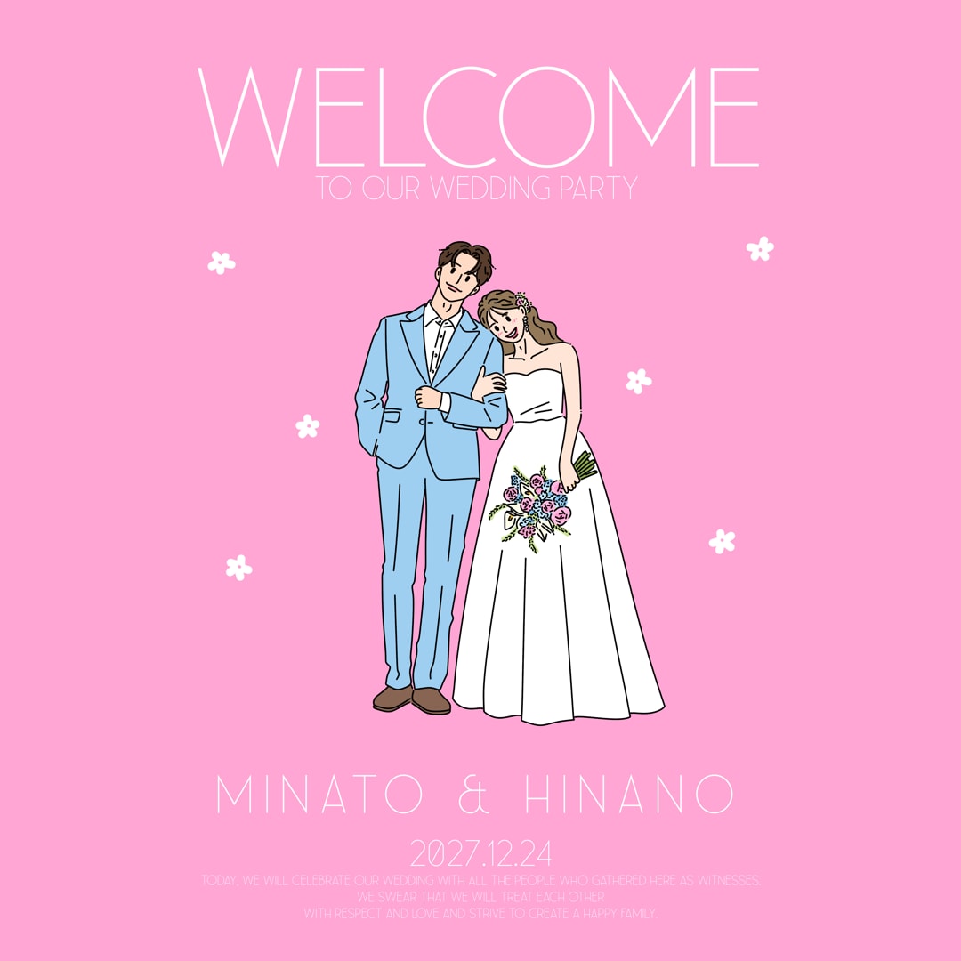 韓国風＊ウェルカムボードイラスト描きます 結婚式のテーマカラーに合わせたウェルカムボードイラスト イメージ1