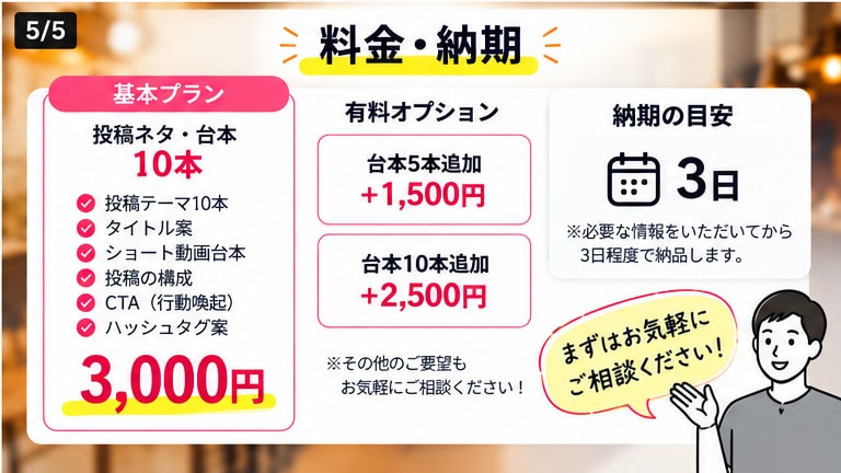 SNS投稿の台本を10本作成します 「何を投稿すればいい？」を解決！ イメージ5