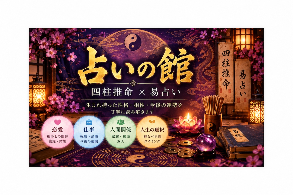 筮竹を使った易占いでお悩みを占います 恋愛・仕事・人間関係のお悩みに丁寧に寄り添います イメージ1