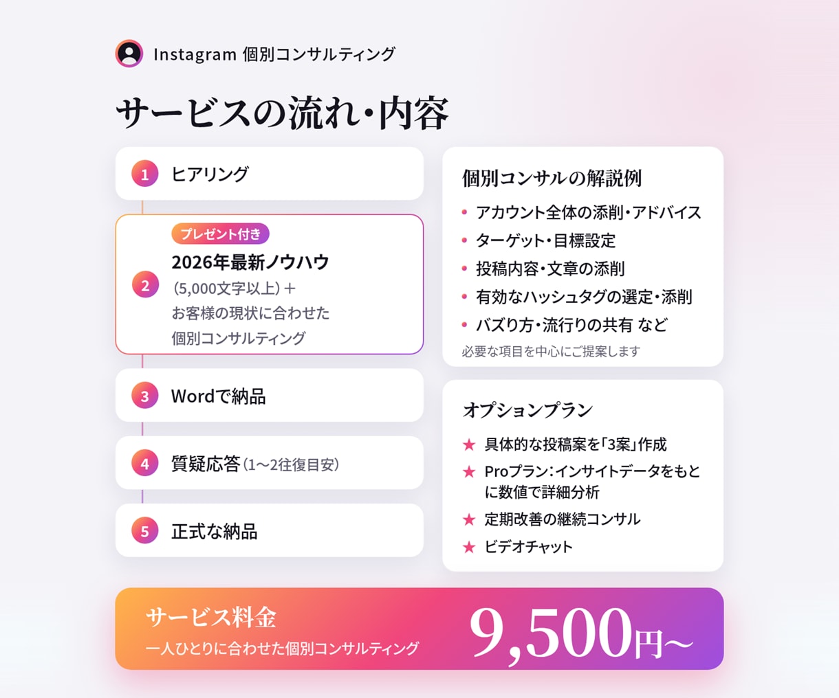 プロが個別でインスタグラムをコンサルします 現役インフルエンサーとプロマーケターでお悩み解決します！ イメージ2