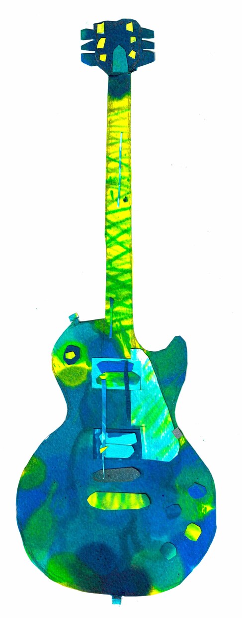 青いギターの貼り絵を作ります あなたの大切なギターを絵にしてみたくありませんか？ イメージ1
