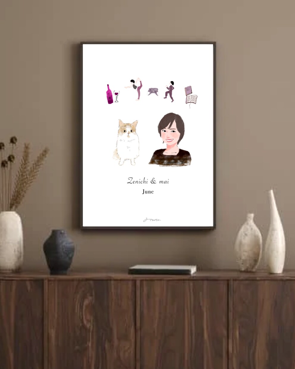 好き、を散りばめた可愛い似顔絵を描きます 誕生日や記念の贈り物にぴったりです。 イメージ4