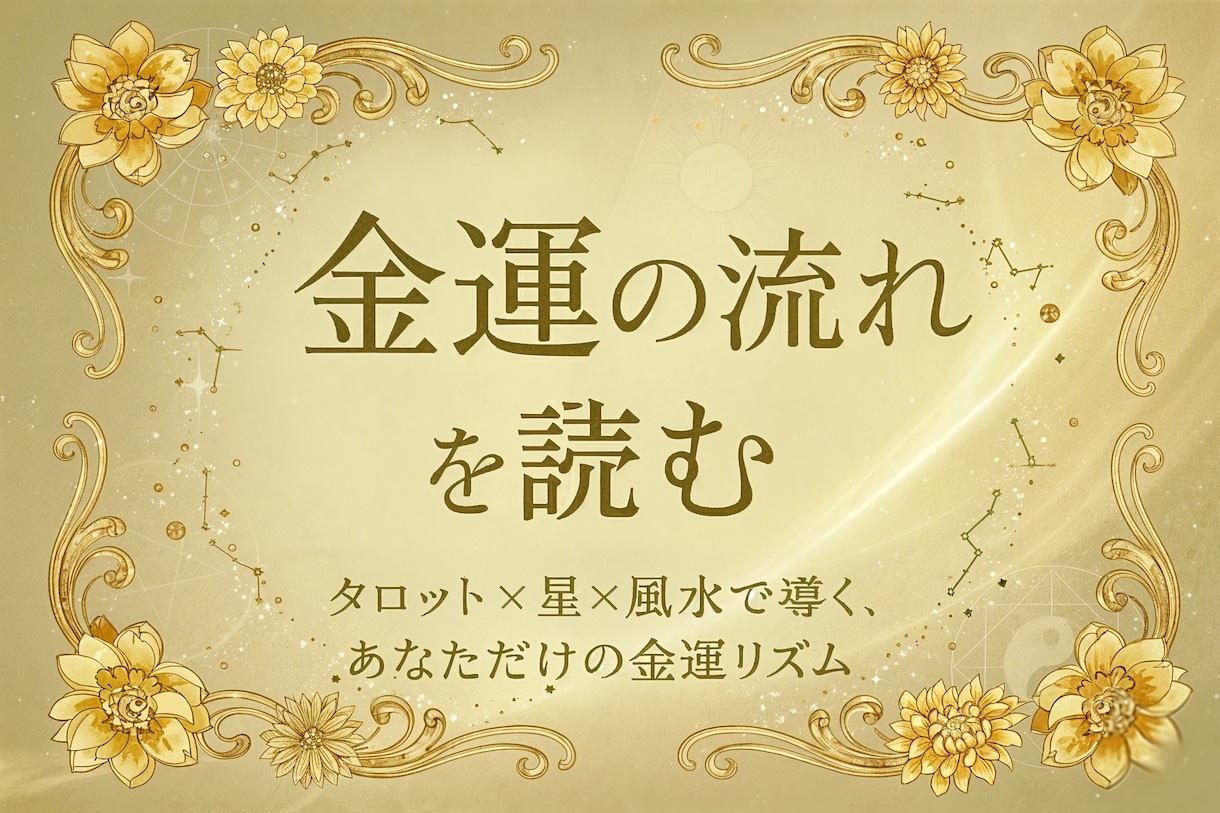 金運占い・あなたの豊かさの流れを読み解きます タロット×数秘×風水で、金運の波を掴みましょう イメージ1
