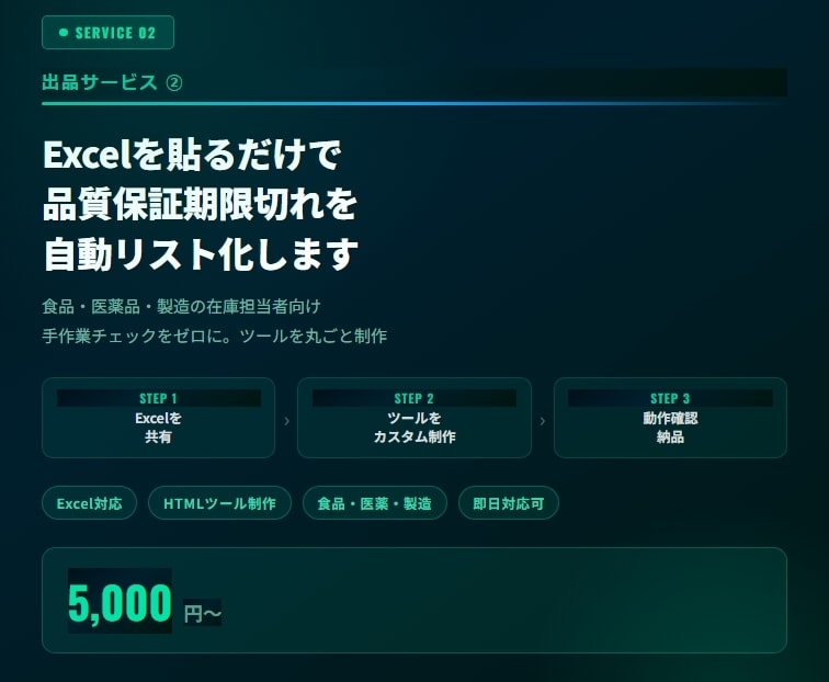 エクセル貼るだけで期限切れ在庫を自動リスト化します 手作業チェックをゼロに。期限ミスを仕組みで防ぎます イメージ1