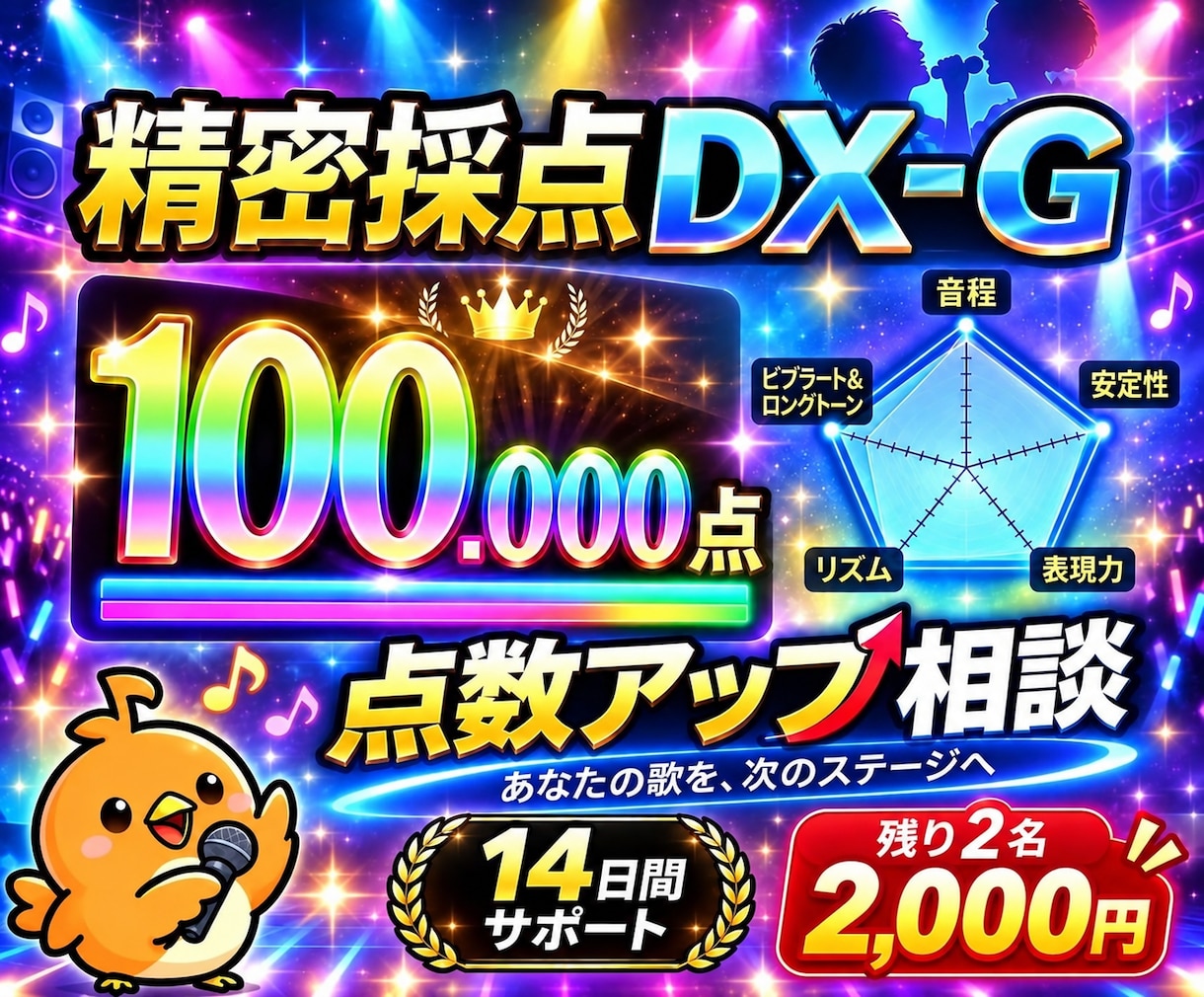 精密採点DX-Gで今より高得点を狙う方法を教えます 歌唱力より「採点のコツ」100点1000曲達成者のサポート イメージ2