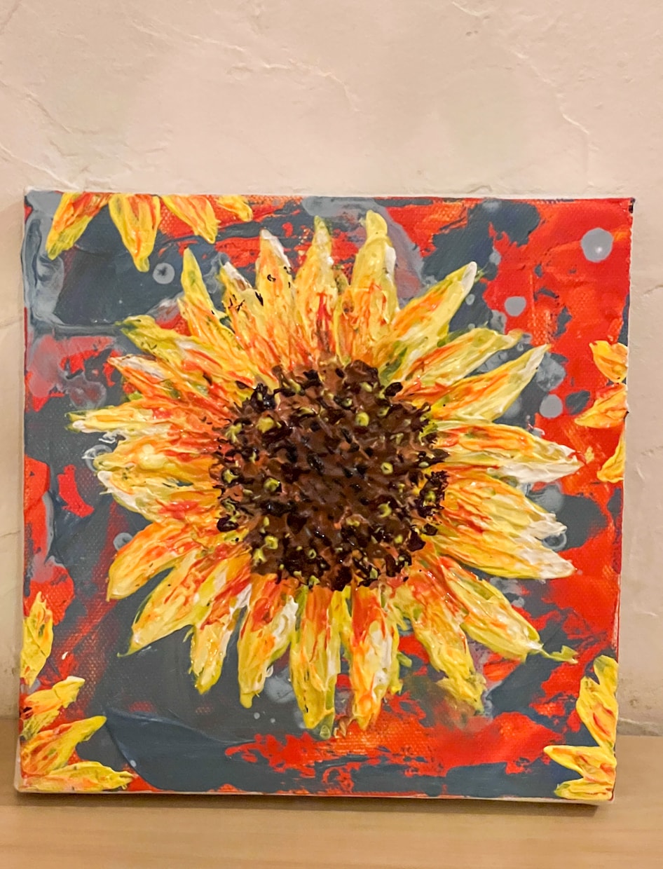 毎月、何が届くか楽しみなお花のアートをお届けします 15×15cm、手描きのアクリル画の原画配送します。 イメージ4