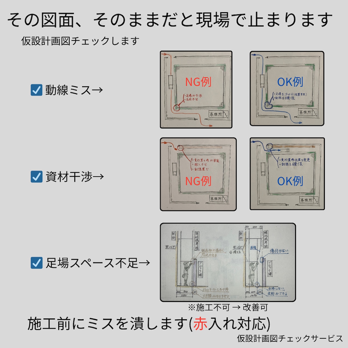 仮設計画図をチェック｜現場が止まる前に赤入れします 【足場・動線・干渉ミスを元請目線で赤入れ】 イメージ1