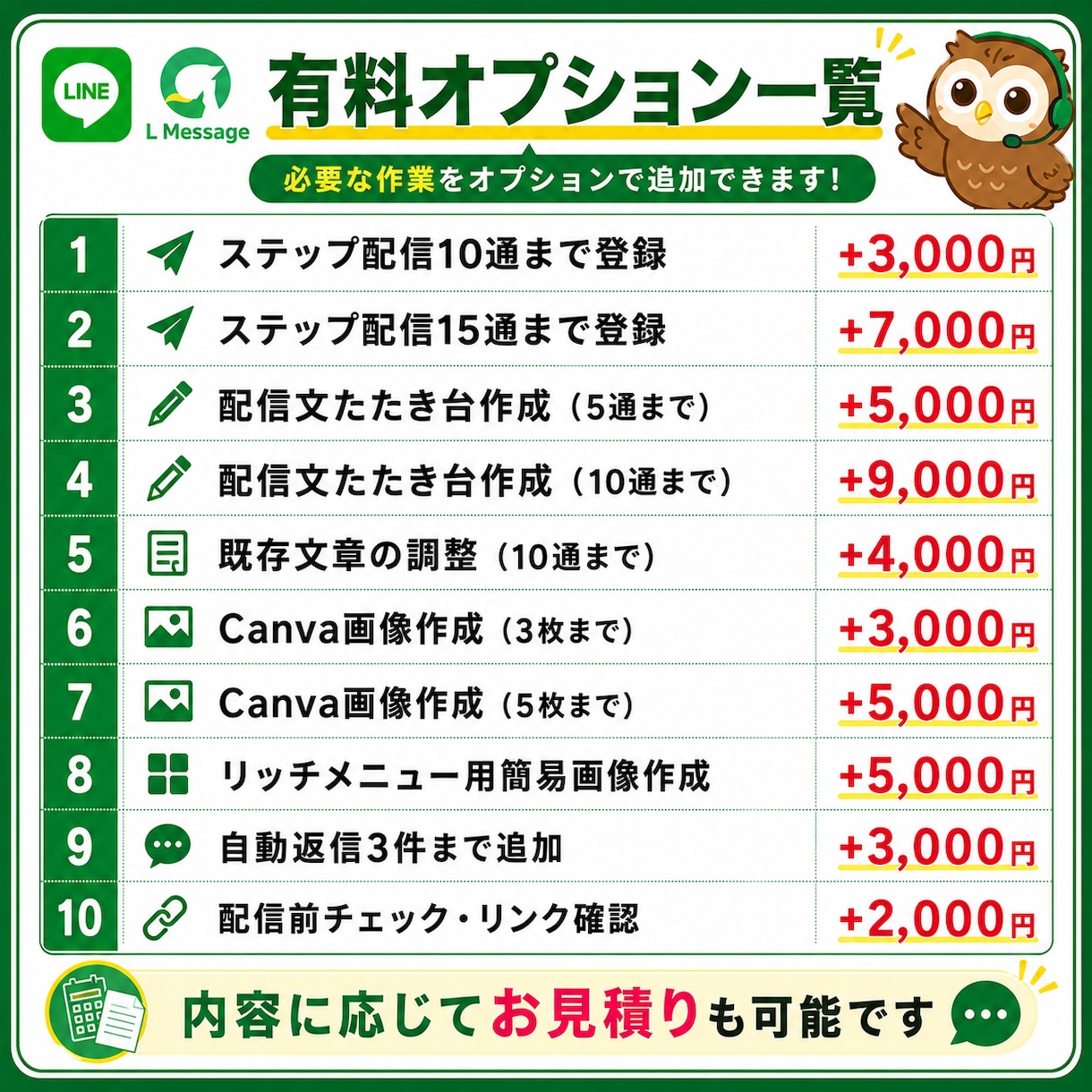 エルメ・LINE公式の配信設定をお手伝いします ステップ配信・配信文作成・Canva画像までまとめて補助！ イメージ2