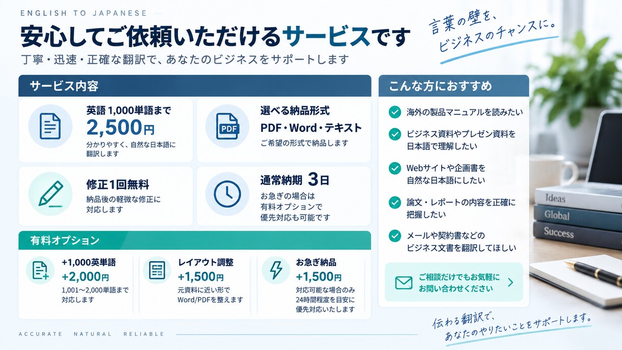 英語資料を自然な日本語に翻訳します PDF・Word対応！読みやすい日本語に仕上げます。 イメージ3