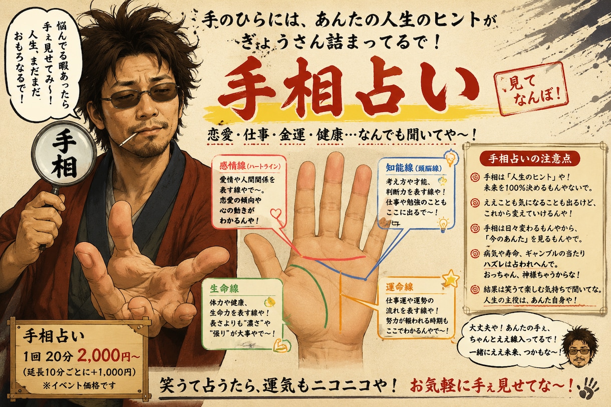 あなたの手相で人生相談乗ります 貴方の手相から今の運気や将来の事を占います。 イメージ1