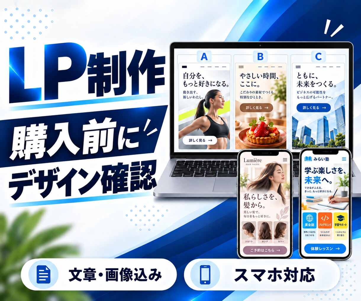 文章・画像込みで、お手頃価格のLPを制作します 購入前に最大5案を確認｜スピーディーに制作 イメージ1