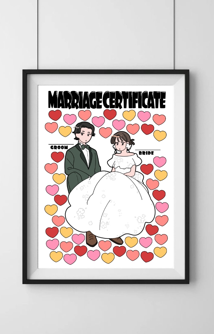 ポップでかわいいゲスト参加型の結婚証明書を描きます ウェルカムスペースにも飾れる！ゲスト参加型♫ イメージ1