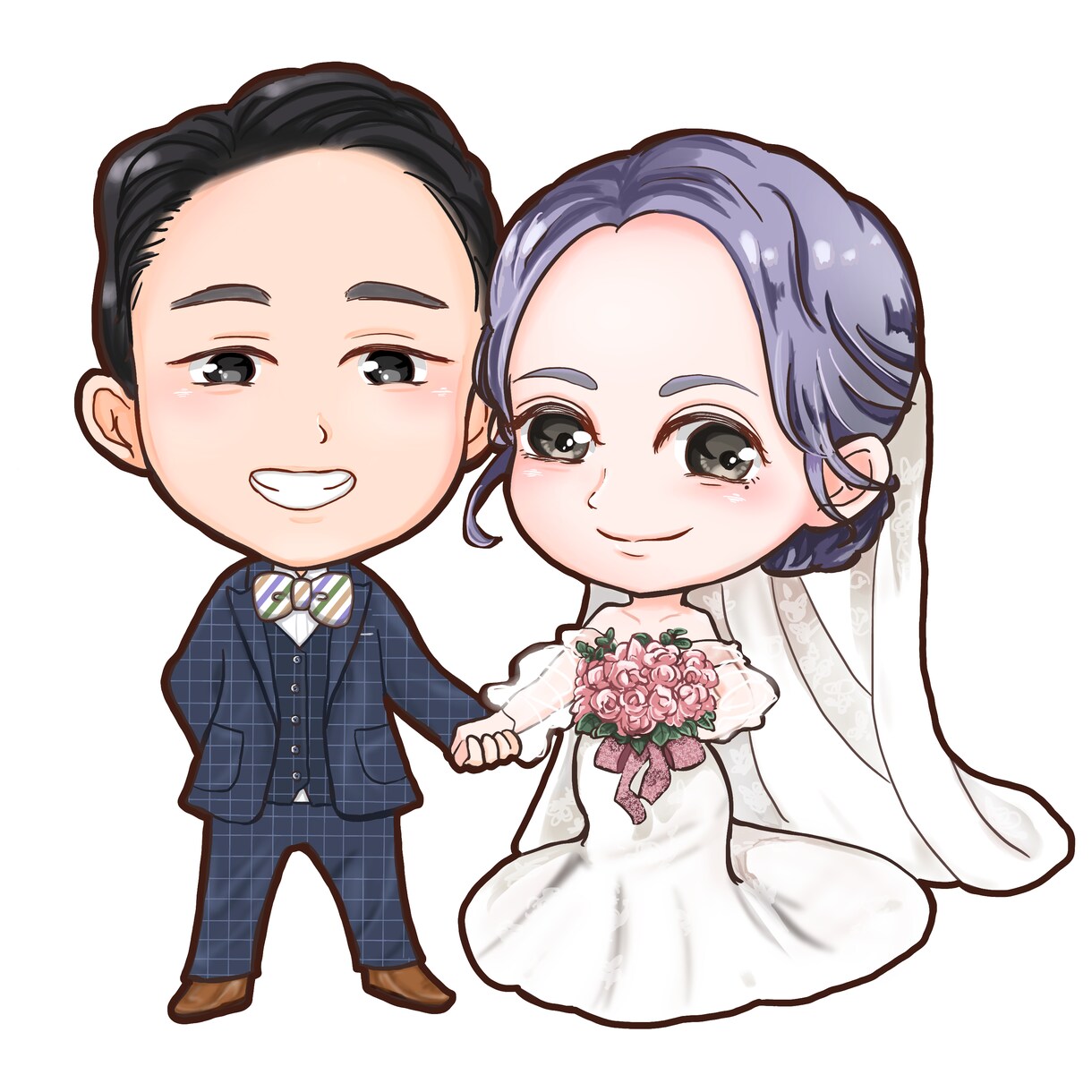 結婚式・記念日に♪似顔絵ちびキャラ作成します バレンタインや誕生日のギフトに☆イラストで思い出を彩ります♪ イメージ4