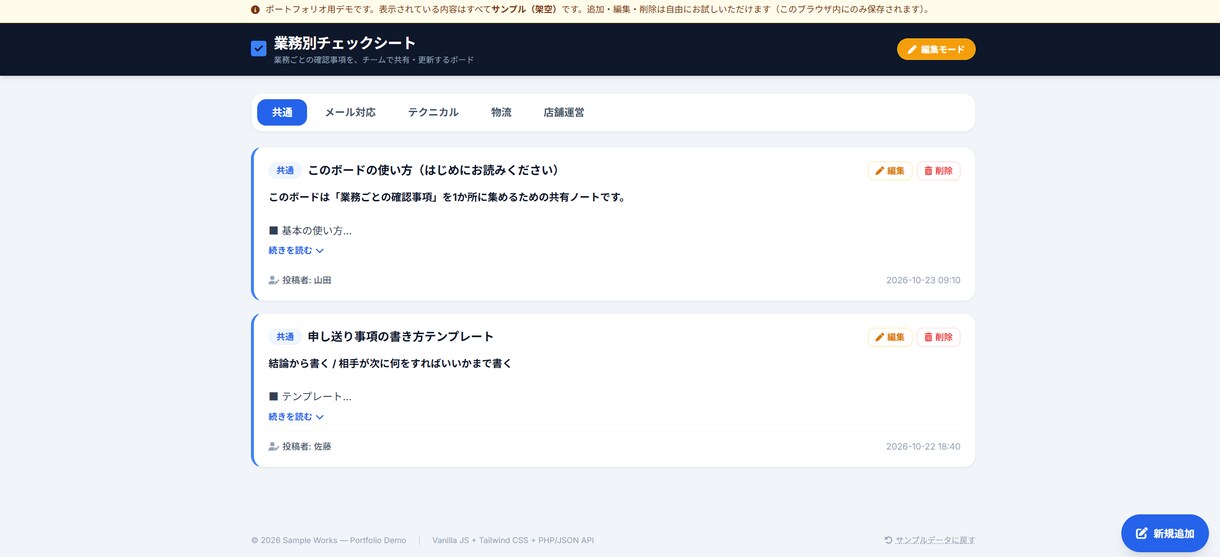 Team Knowledge Boardます 業務カテゴリごとに情報を整理、共有を目的としたツール イメージ3