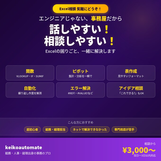 あなたの悩みを解決できます Excelの困った！事務25年のプロが現場目線で即解決します イメージ1