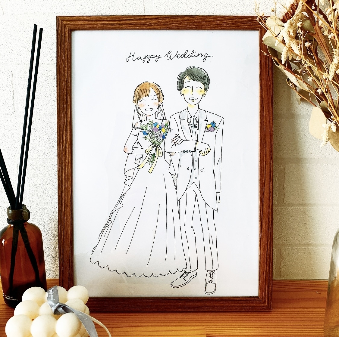 結婚式ウェルカムボードの似顔絵描きます 温かい手書きイラストのウェルカムボードを手軽な価格で