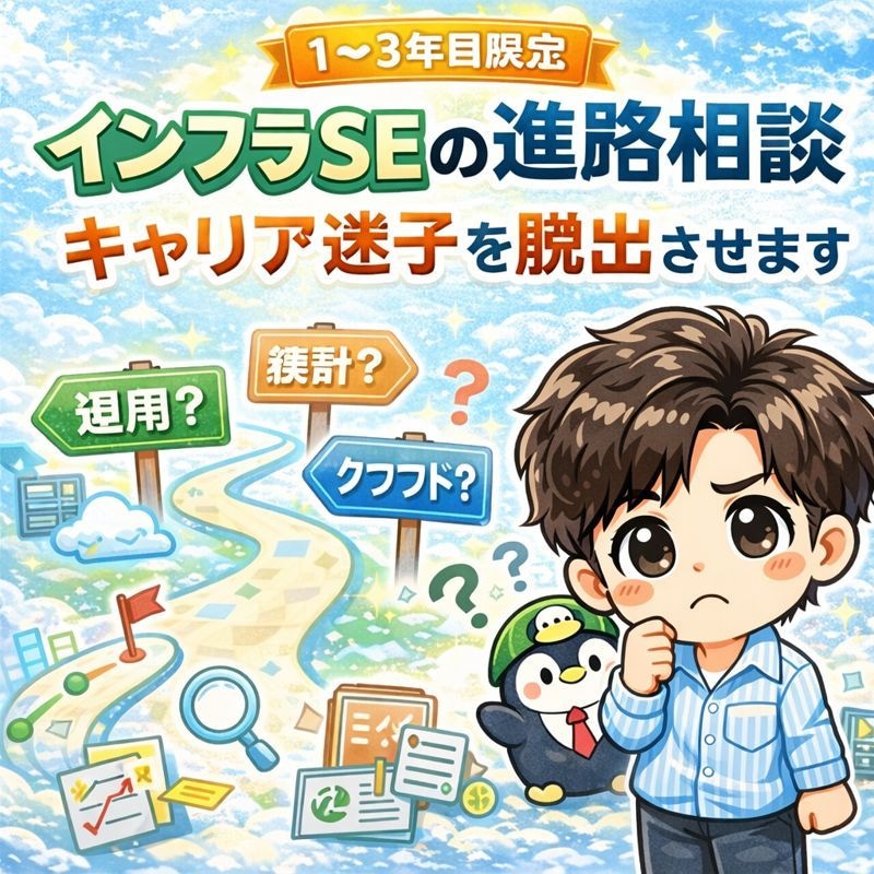 インフラSEの進路相談/キャリア迷子を脱出させます インフラ1〜3年目の迷いを整理 イメージ1