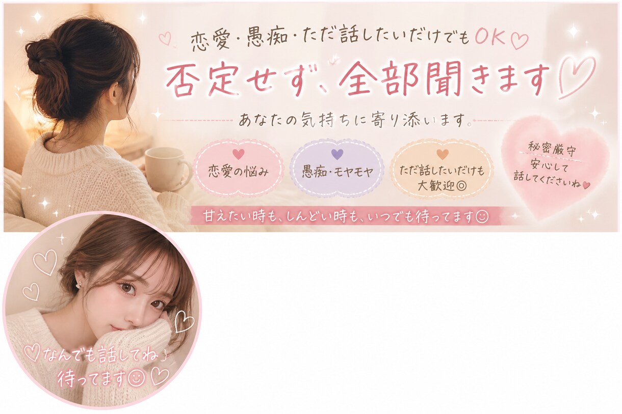 恋愛・愚痴・ただ話したい人、否定せず全部聞きます だれにも言えない話、愚痴なんでも聞きます イメージ1