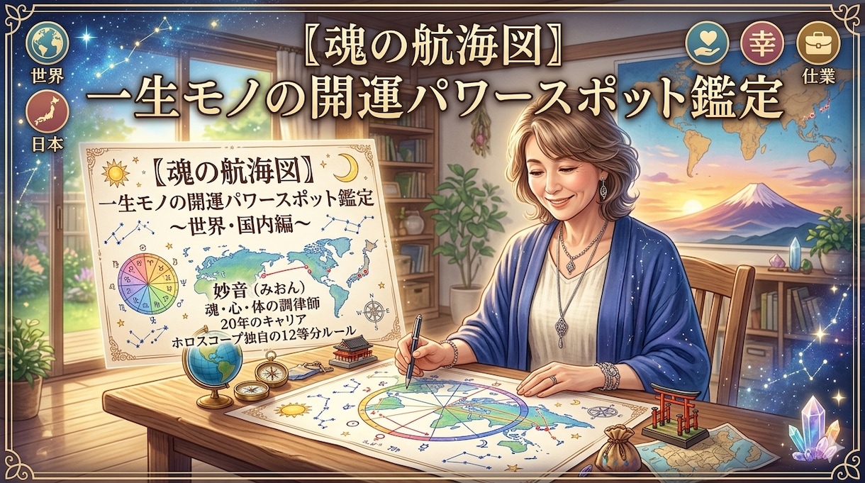 あなたの航海図〜開運パワースポット鑑定〜します ホロスコープから導き出す、あなただけの「魂の聖域」をお伝え♪ イメージ1