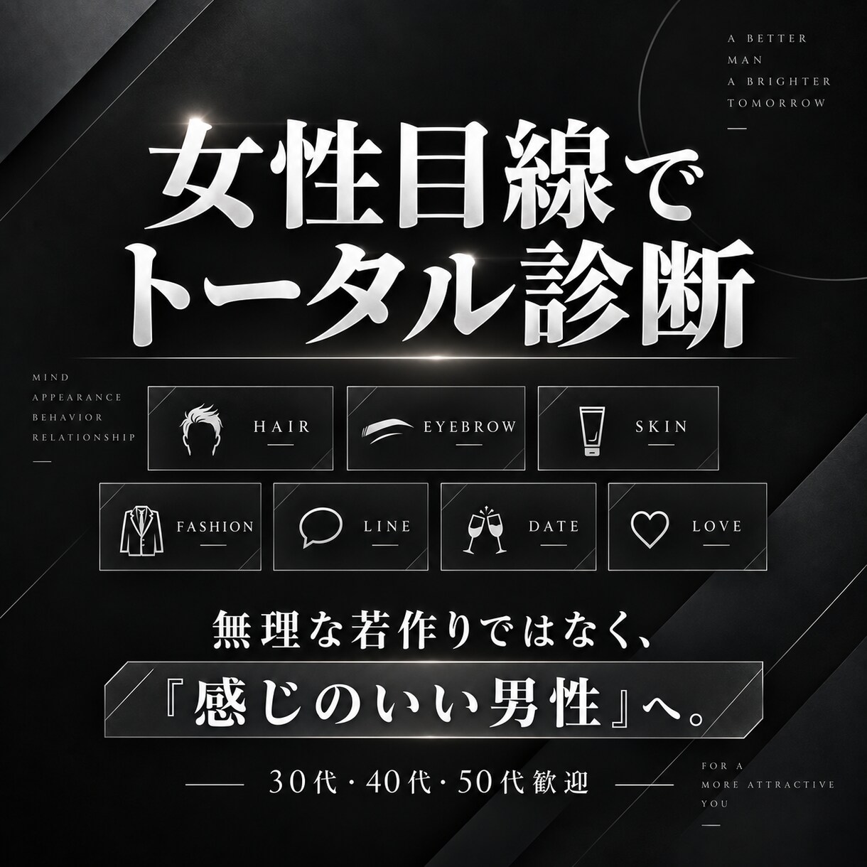 女性目線で男磨きの優先順位3つを提案します 恋愛相談・美容・服装お悩みをまとめて個別診断 イメージ3