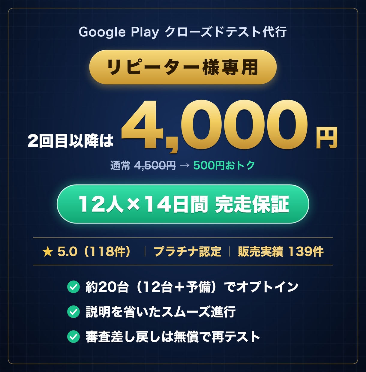 リピーター専用Androidクローズドテストします 2回目以降の方限定。説明を省いたスムーズ進行で14日完走 イメージ1