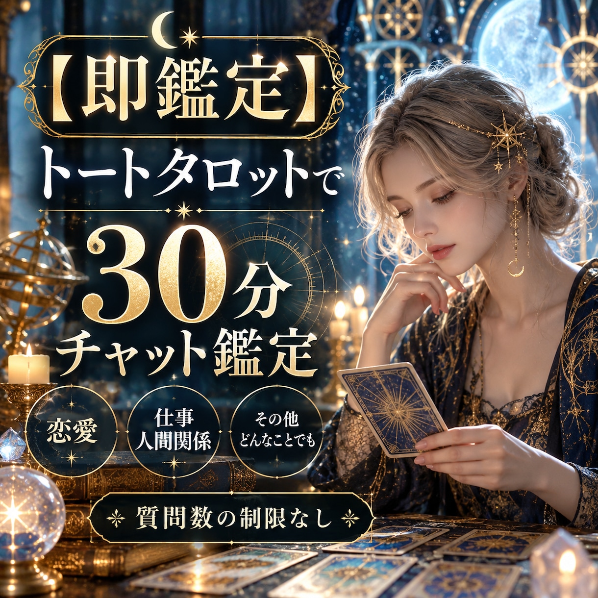 即鑑定✦トートタロットで30分じっくり鑑定します 今すぐ相談したい！！！恋愛・仕事・人間関係など質問数制限なし イメージ1