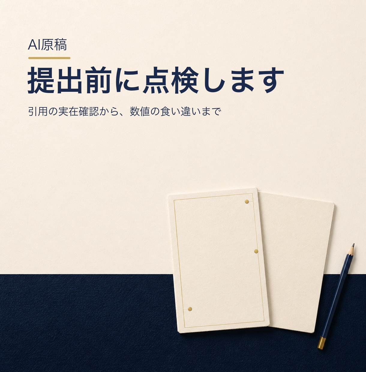 AIで書いた原稿を提出前に点検します 引用の実在と主張の強さを、出す前に点検します イメージ1