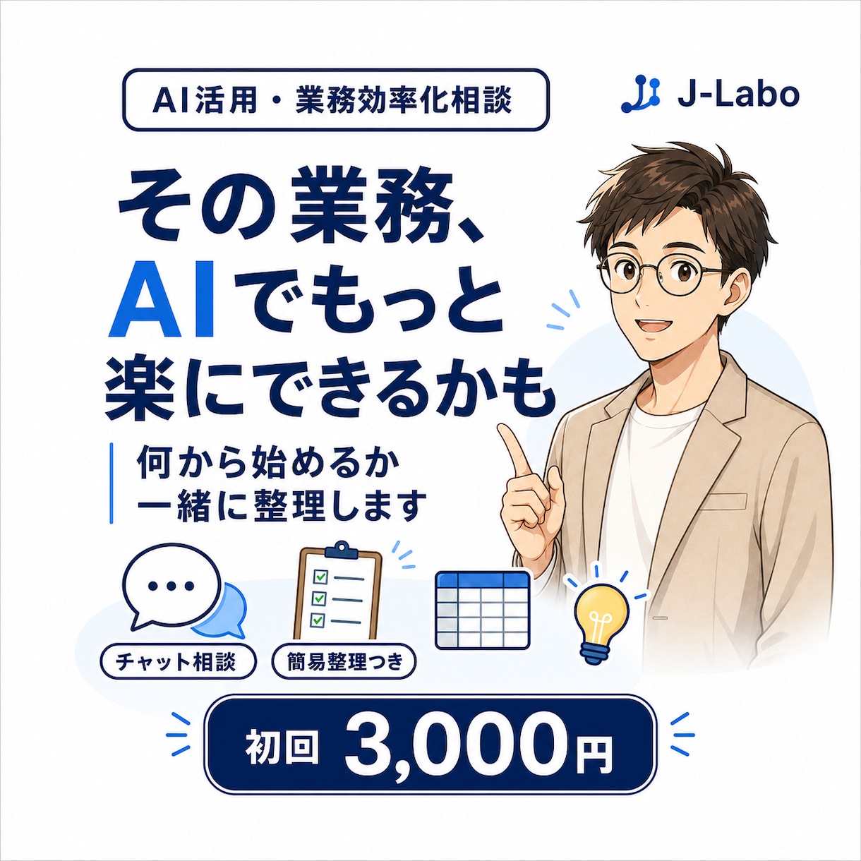 AI活用・業務効率化のお悩みをチャットで整理します 何から始めればいい？を、業務から一緒に整理します イメージ1