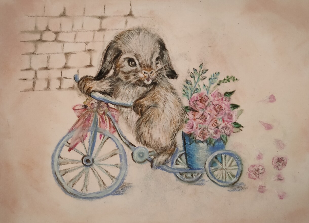 商用利用可うさぎの似顔絵イラストをお描きします 癒されパステル画を作成！複数のお写真から創造してお描きします イメージ8