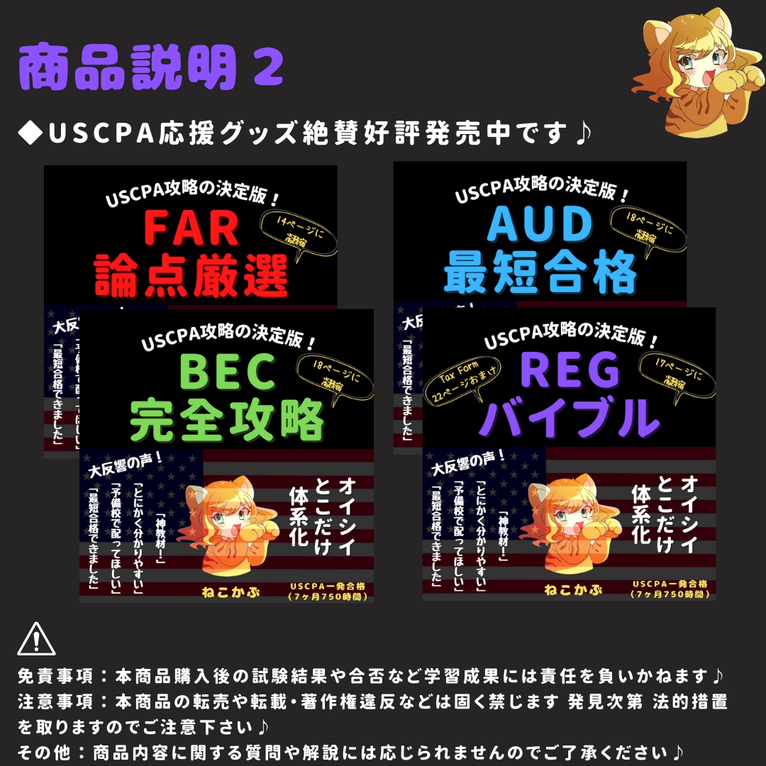 USCPA合格者がREG攻略ノートを販売します 7ヶ月でUSCPA全科目合格のノウハウを凝縮した完全攻略本 イメージ4