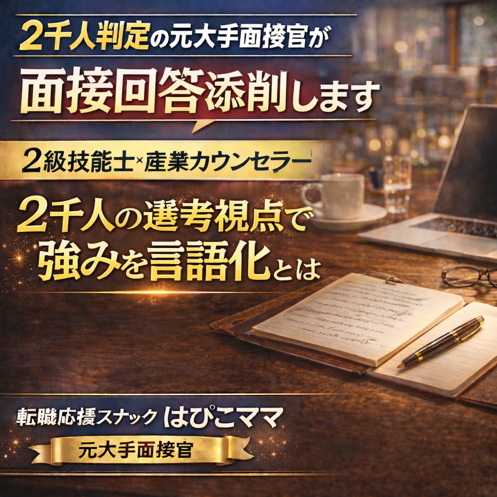 2千人判定の元大手面接官が面接回答添削します 2級技能士×産業カウンセラー｜二千人の選考視点で強みを言語化 イメージ1