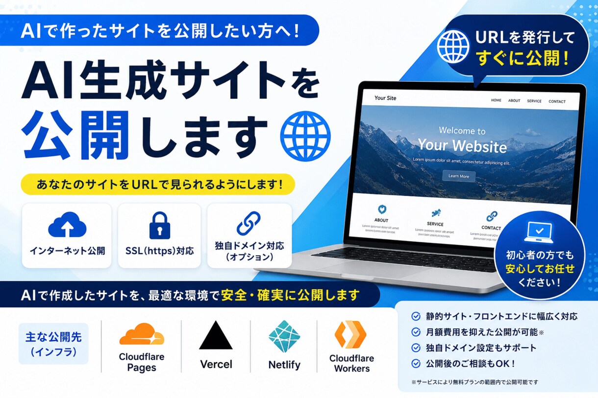 AI生成サイトの公開を代行いたします AIで作ったサイトを好きなURLで公開 イメージ1
