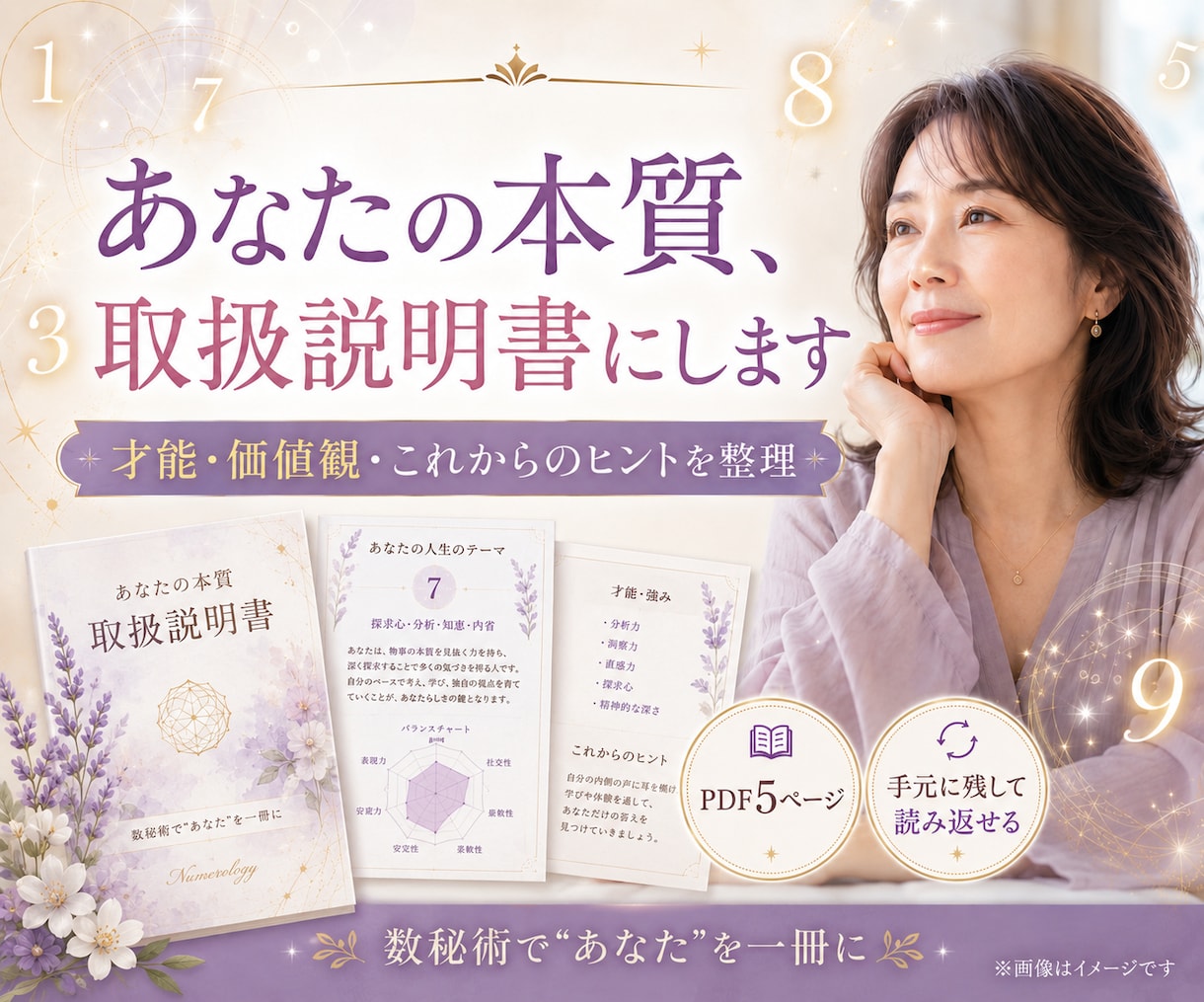 数秘術で本当の自分と価値観を取扱説明書にします 「私って結局どんな人？」数字から本質と価値観を鑑定書に イメージ9