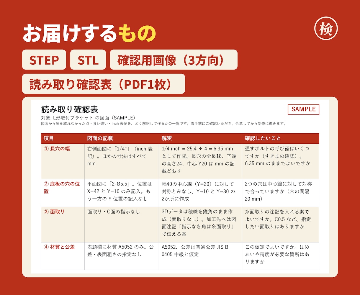 図面・手描きから3D CADデータを作成します 紙図面・手描き→STEP/STL納品。読み取り確認表つき イメージ5