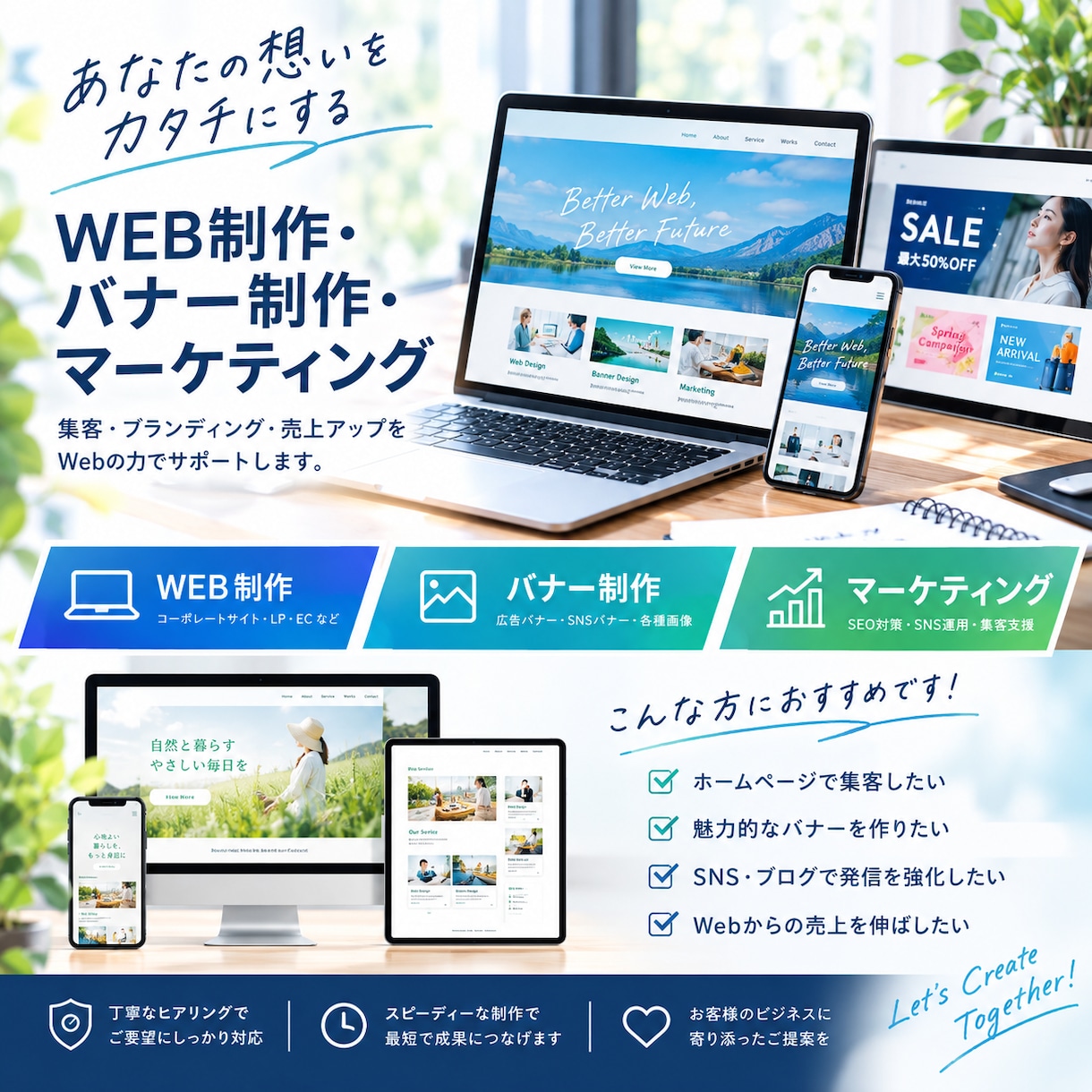 良心価格でホームぺージ制作・運用まるごと承ります WordPress歴10年×集客導線を一貫設計 イメージ1