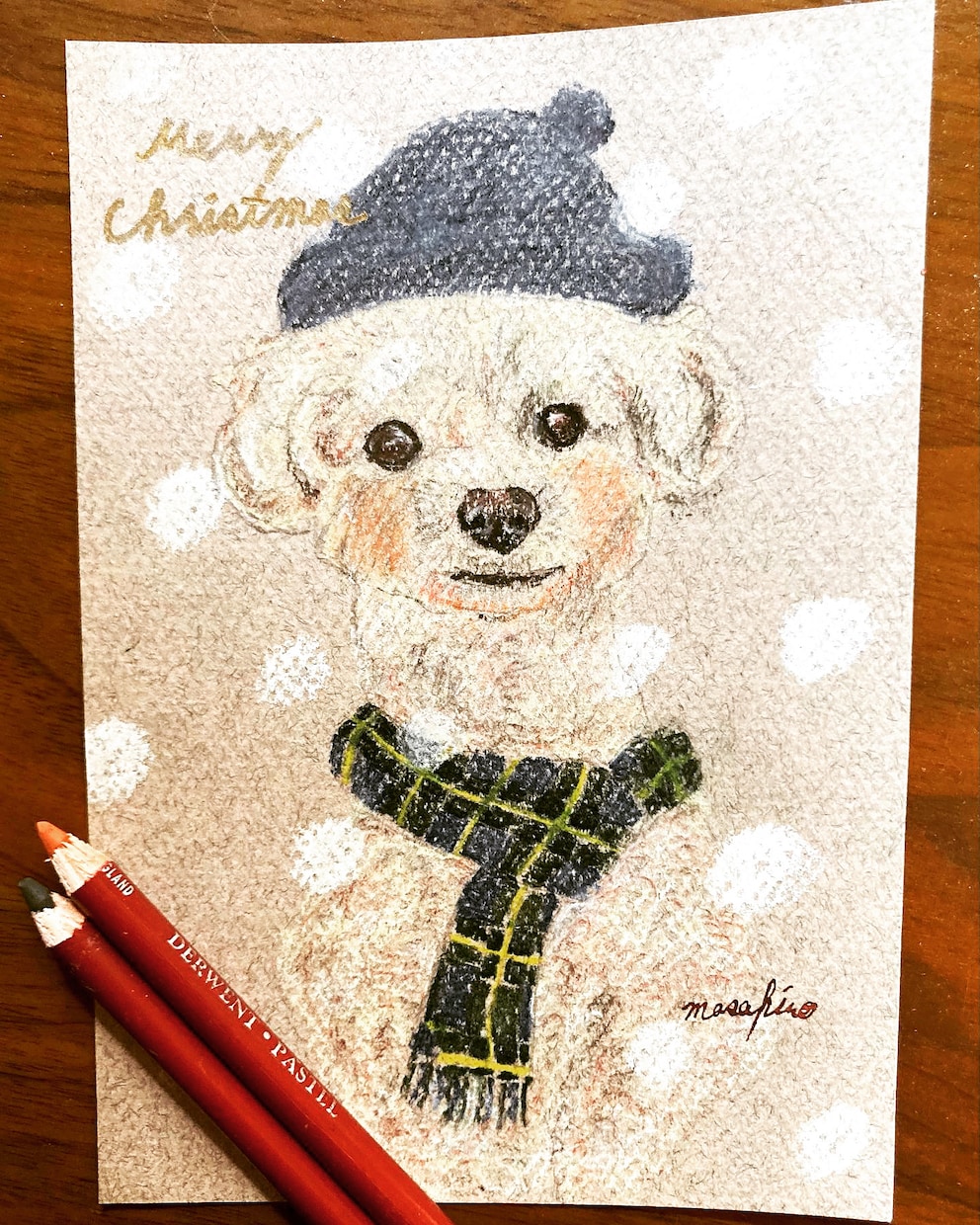 あなたのワンちゃんを冬らしく冬の装いで描きます あなたのワンちゃんを冬の装いで可愛く描きます。 イメージ2