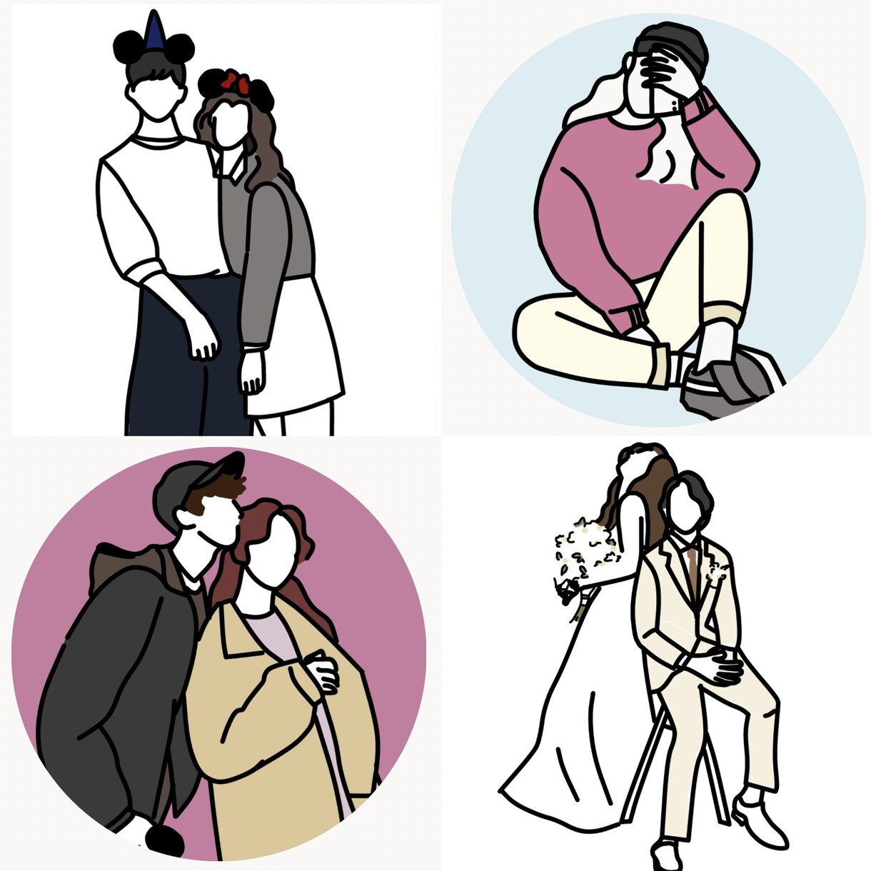 韓国風ニュアンス線画を描きます ウェディングアイテムやアイコン、グッズに使える♪ イメージ1