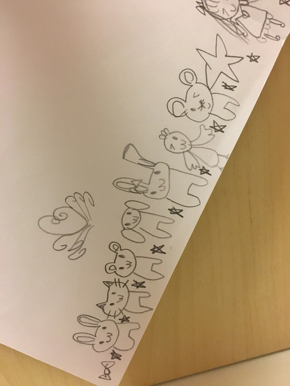 子どもが書いた絵 イラスト☆ こどもが絵を描きます こどもの絵☆ キャラクター風 顔 動物 文字 似顔絵 イメージ3