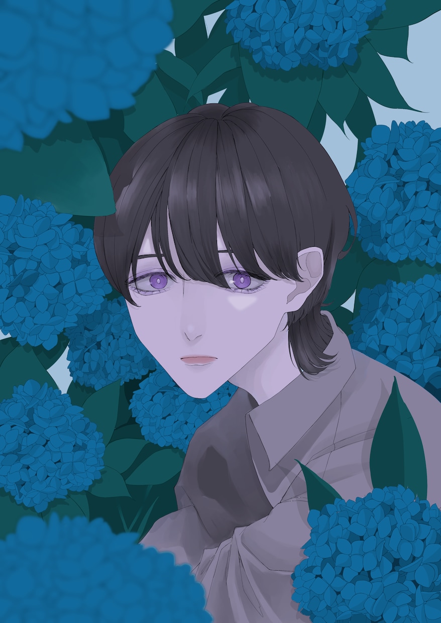 イラスト・似顔絵・アイコン等描きます 映画の主人公の様な雰囲気と花を添えます。 イメージ5