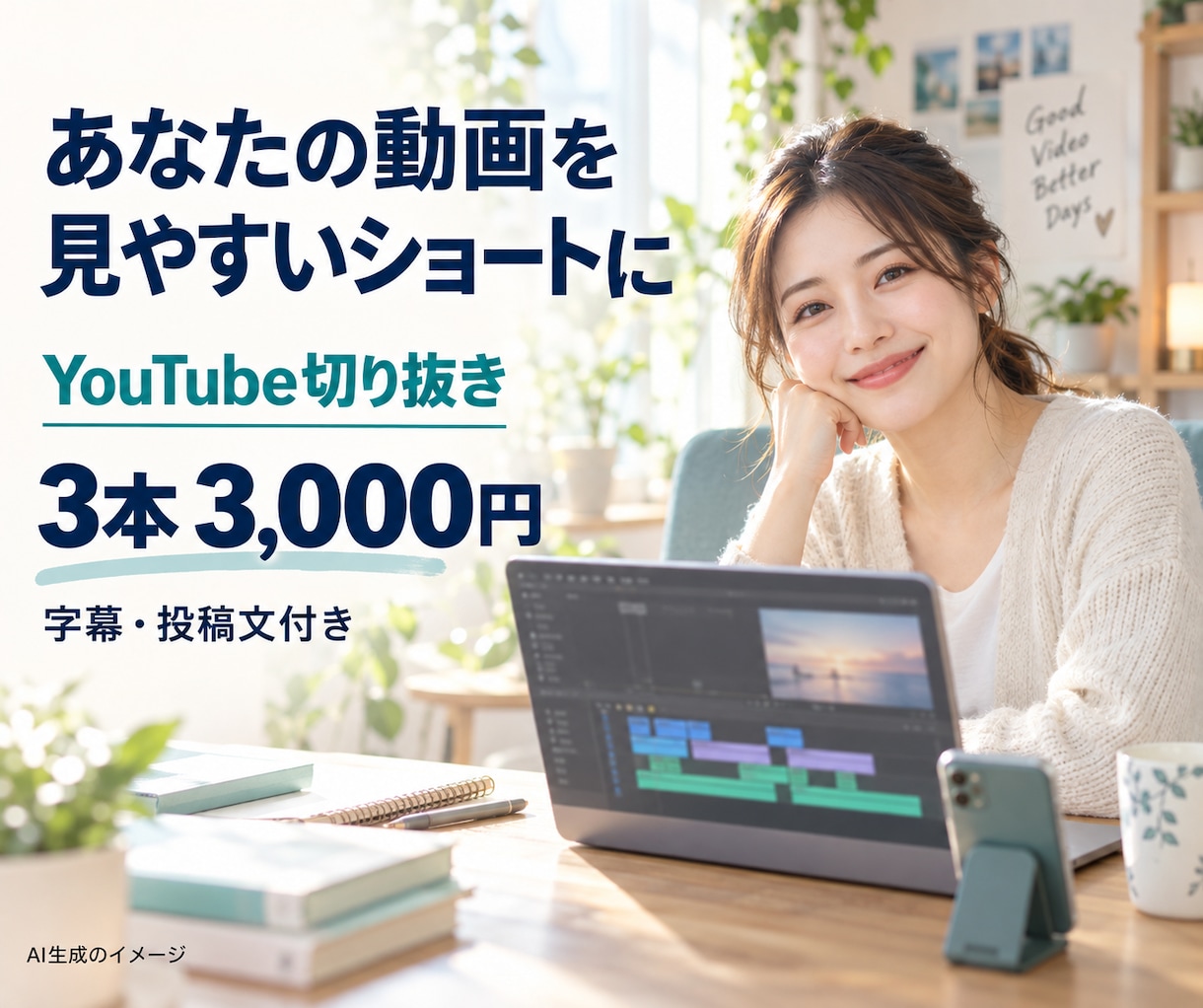 YouTube切り抜きショートを3本制作します 字幕・見出し・投稿文付き｜単発から継続制作まで イメージ1