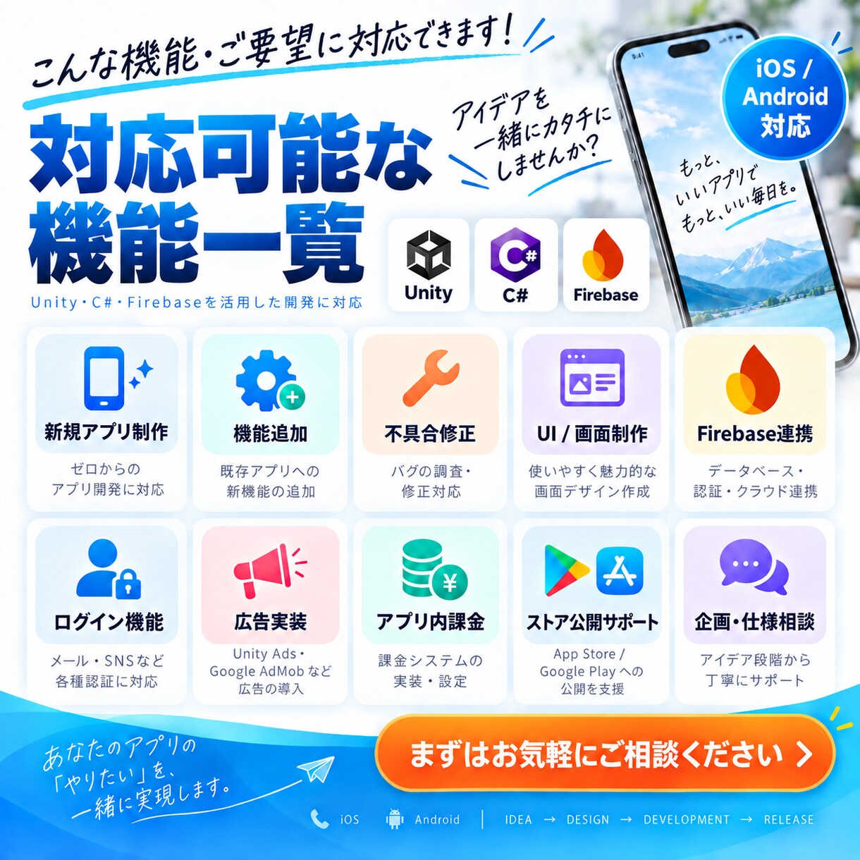 Unityでスマホアプリを開発します iOS・Android対応！企画から開発・修正まで丁寧に対応 イメージ2