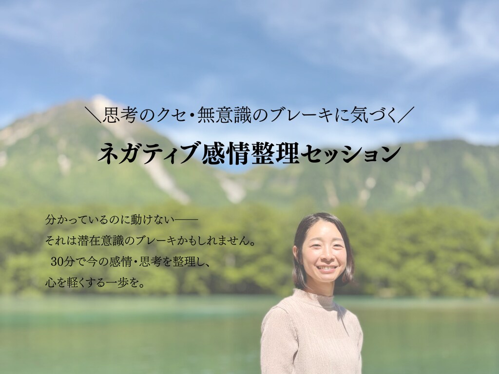 30分【ネガティブ感情整理セッション】します 分かっているのに変われない。それ、潜在意識のブレーキかも。 イメージ1
